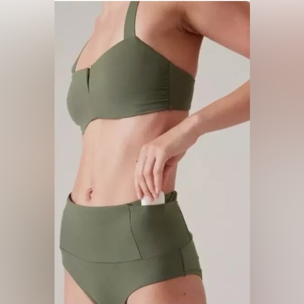 Athleta Swim Large Square Neck V Bikini Top & Ultra High Waist Pocket Bottom